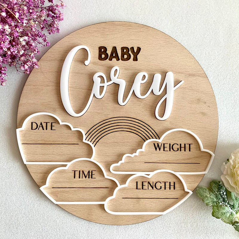Photography Prompt - Custom Baby Name Announcement Sign Personalized