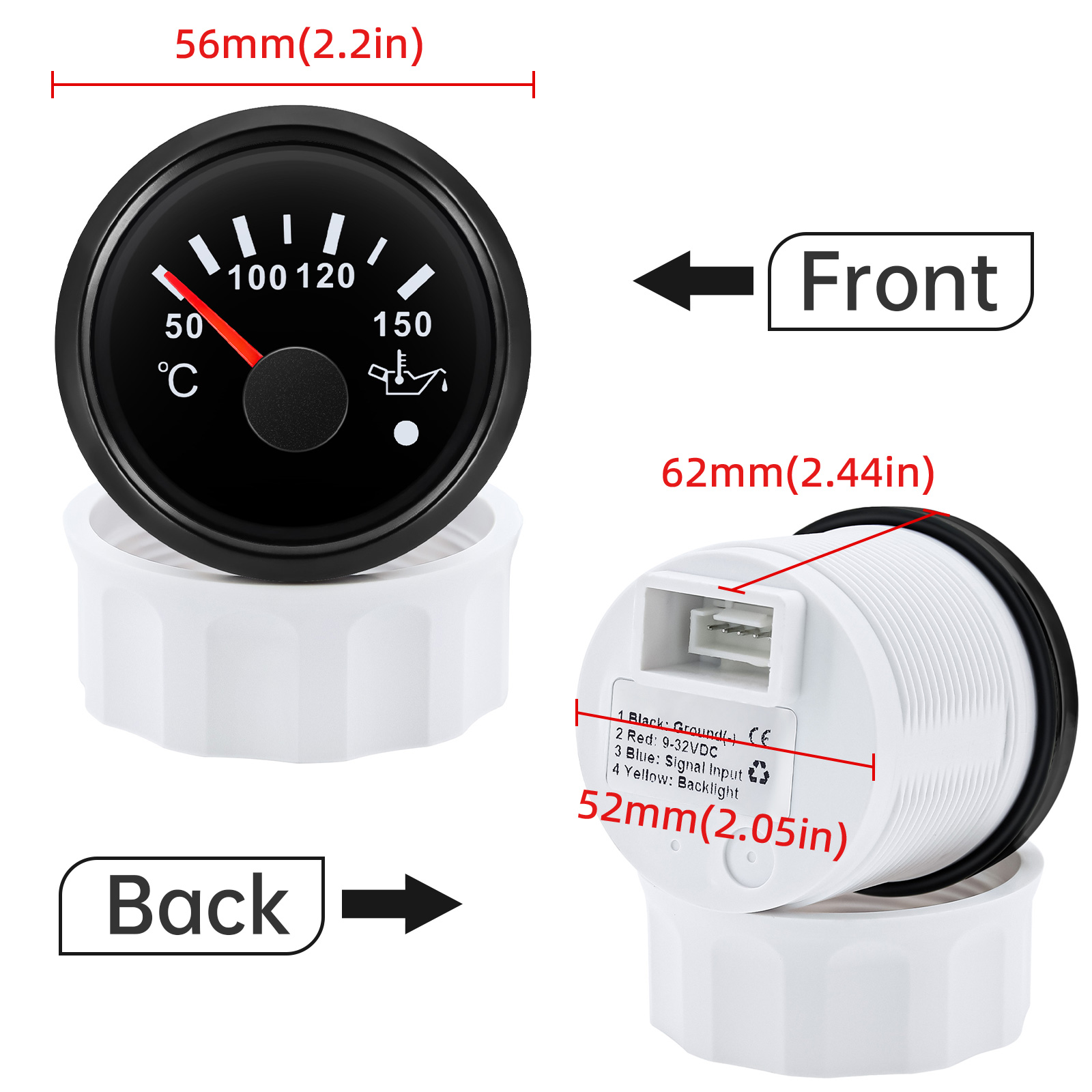 ZMFJH 50~150℃ Oil Temp Meter w - Light Meter Incident recension och pris