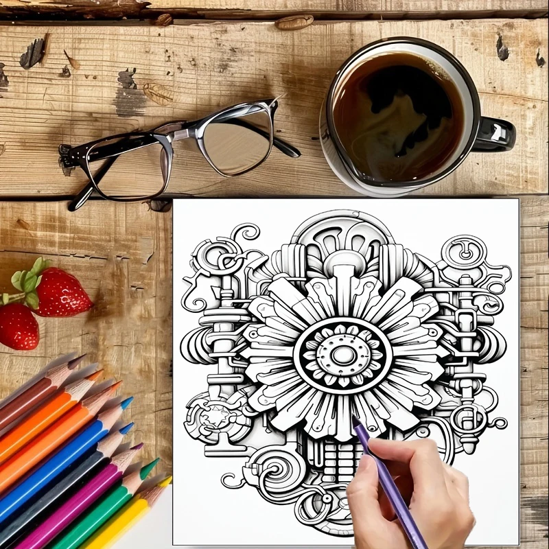 Coloring Book Steampunk Flower - Photography Of Book recension och pris