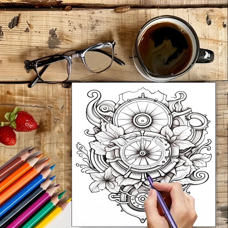 Coloring Book Steampunk Flower - Photography Of Book recension och pris