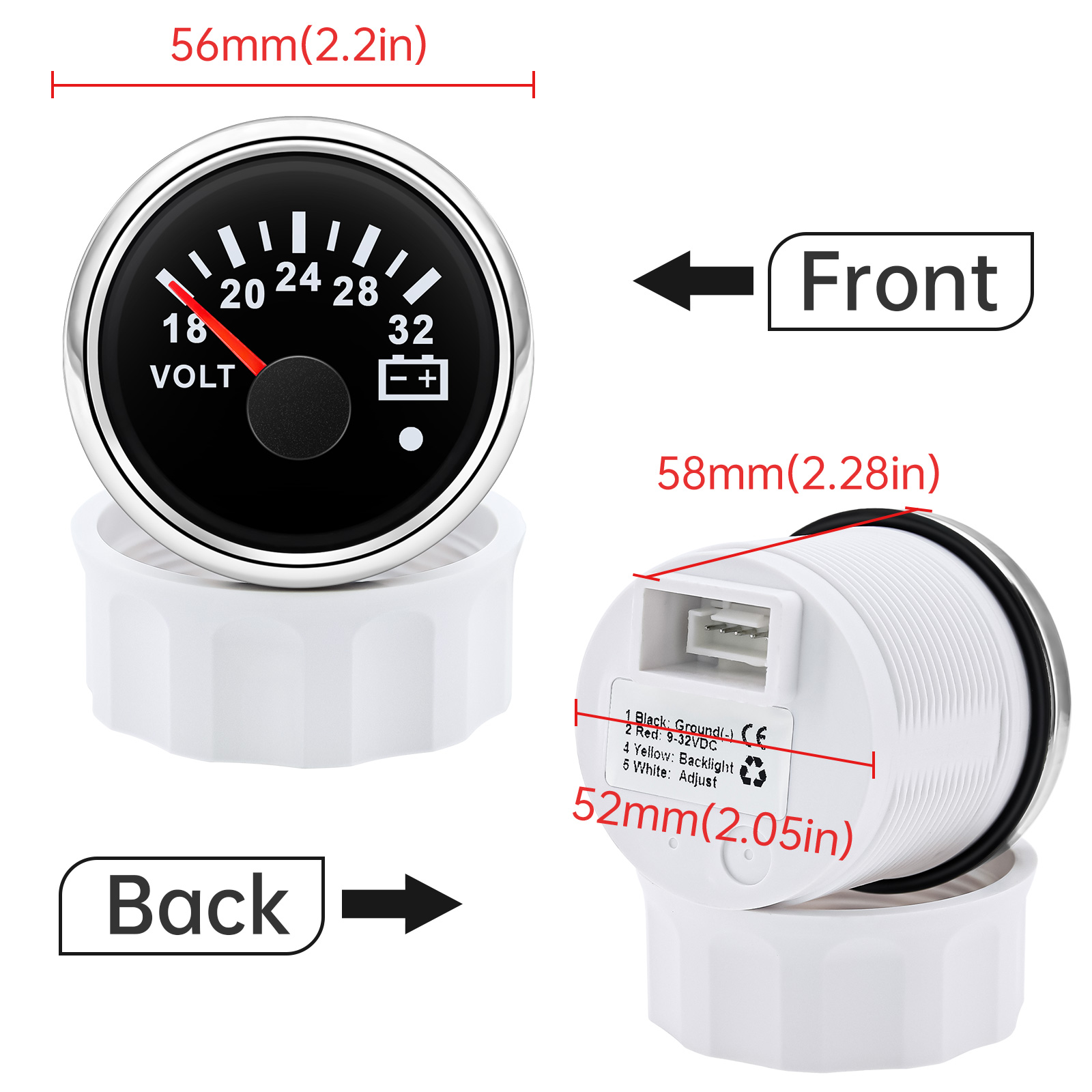 52mm Voltmeter 7 Colors Backli - Light Meter Incident recension och pris