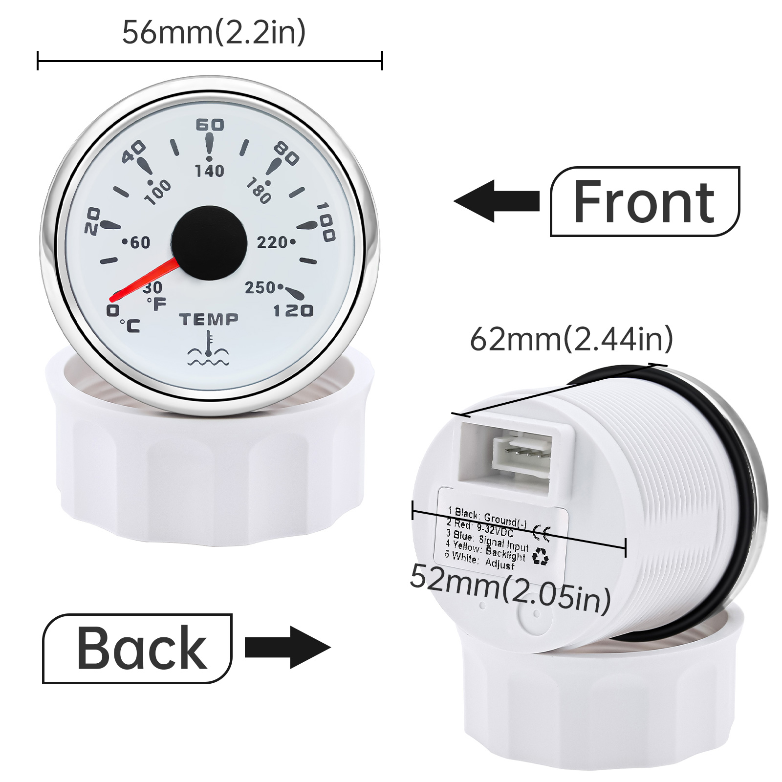 Waterproof 52mm Water Temperat - Light Meter Incident recension och pris