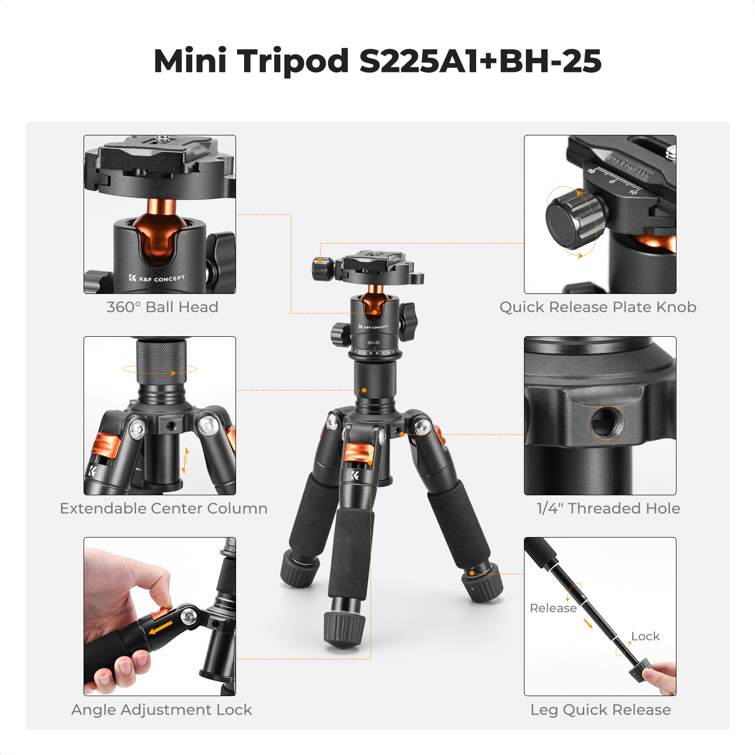 K&F CONCEPT 52cm Desktop Mini  - Peak Design Clip recension och pris