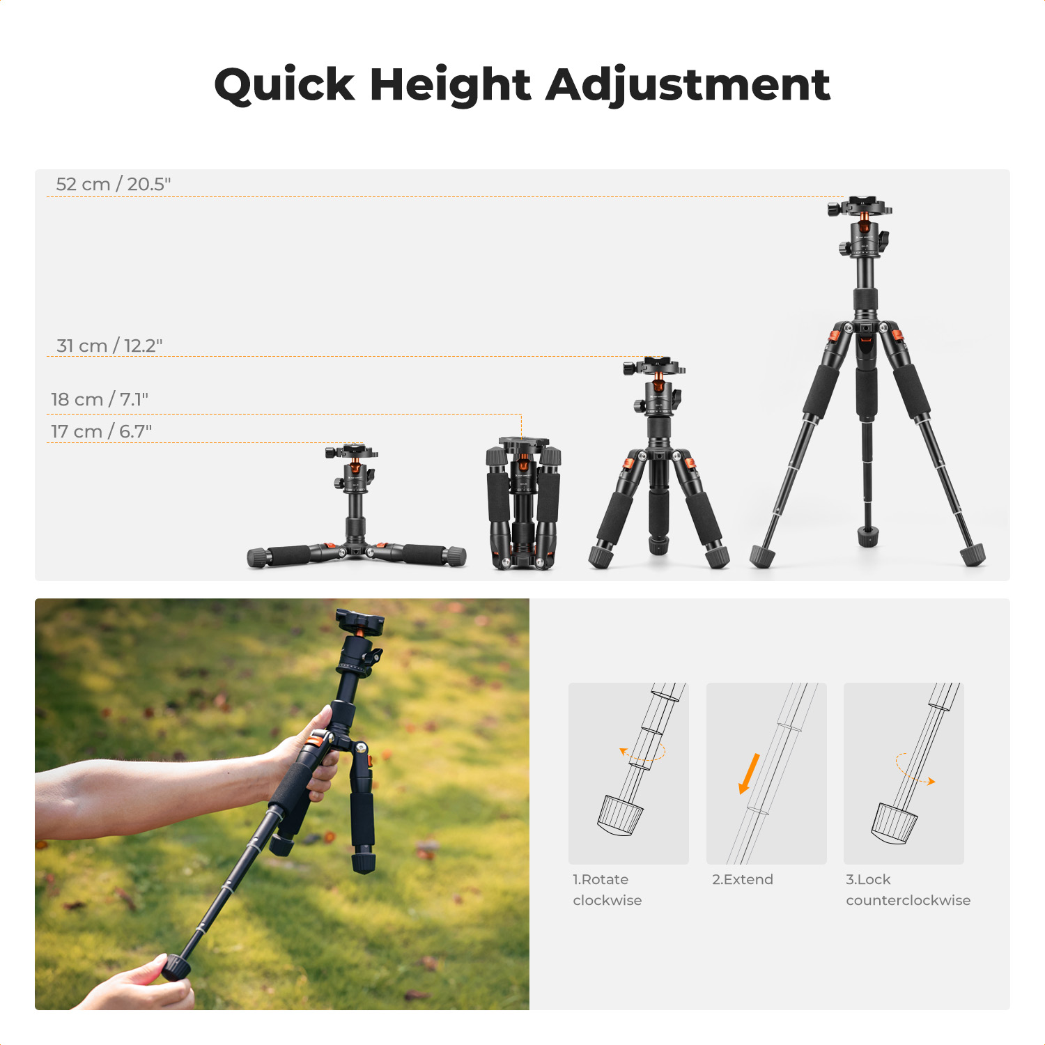 K&F CONCEPT 52cm Desktop Mini  - Peak Design Clip recension och pris