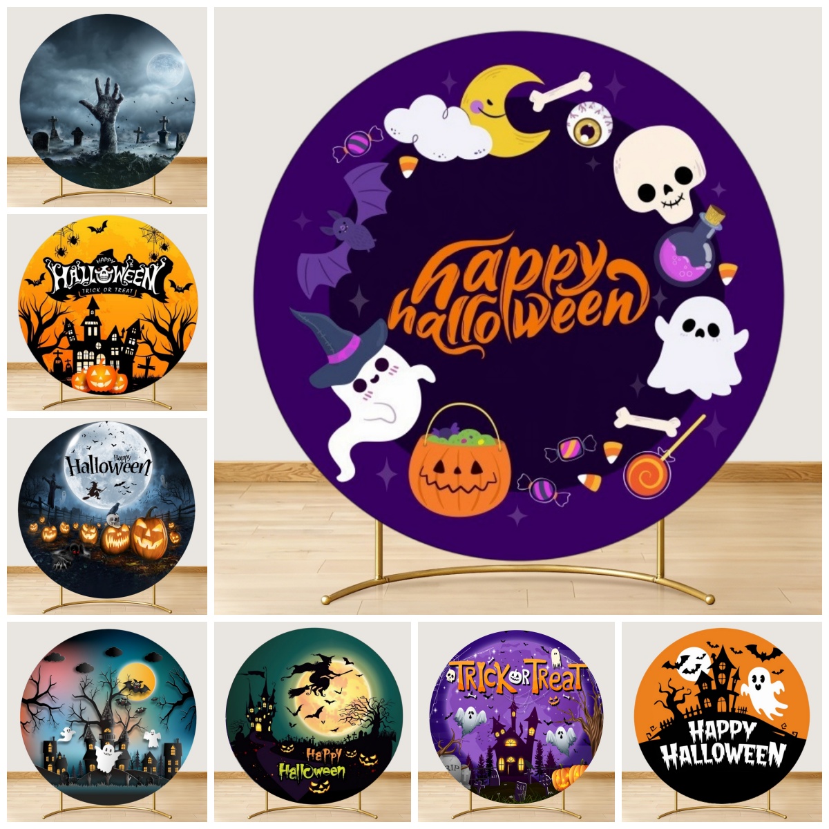 Round Halloween Backdrop Skull - Photography Trick recension och pris